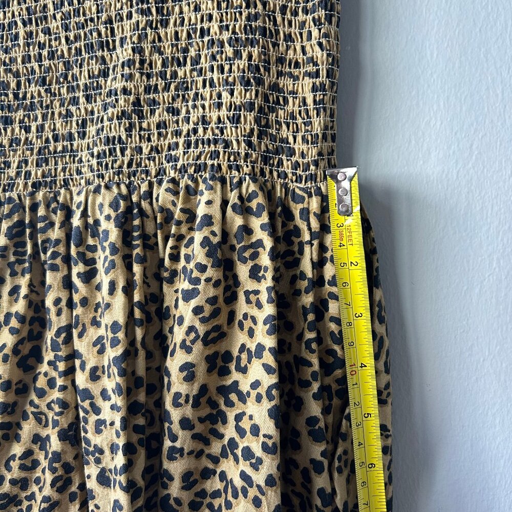 Anthropologie Leopard Print Zip Front Smocked Waist Dress - Picture 7 of 8